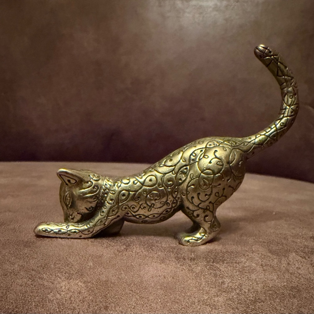 Intricate Gold Cat Figurine
